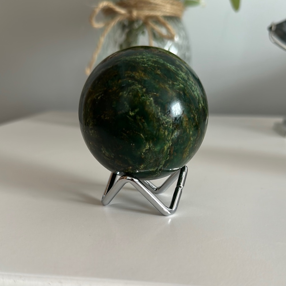 Emerald Jasper Sphere with Stand